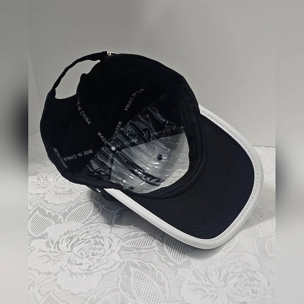 New Trendy Women's Black Adjustable Cap With Camellia Embroidery